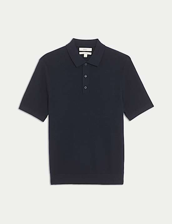 Cotton Rich Textured Knitted Polo Shirt