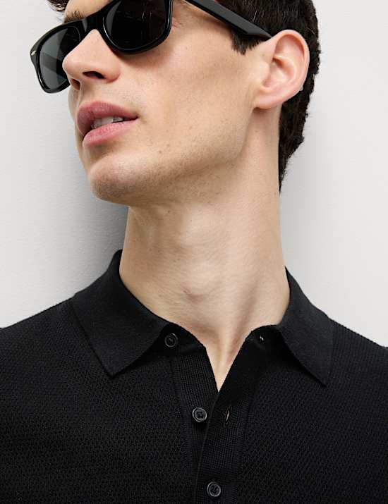 Cotton Rich Textured Knitted Polo Shirt