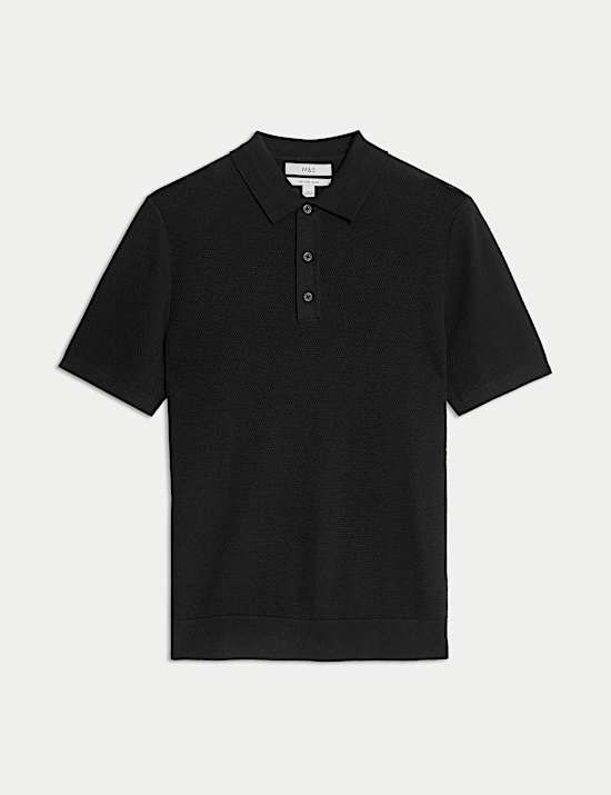 Cotton Rich Textured Knitted Polo Shirt