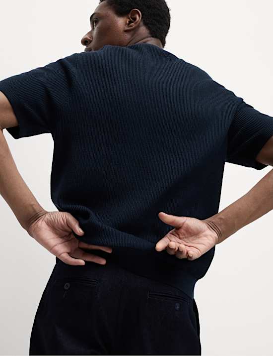 Katoenrijk, gebreid T-shirt met structuur