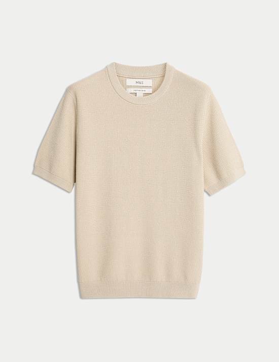 Cotton Rich Textured Knitted T-Shirt