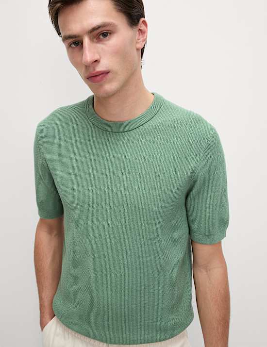 Cotton Rich Textured Knitted T-Shirt