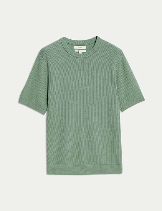 Cotton Rich Textured Knitted T-Shirt