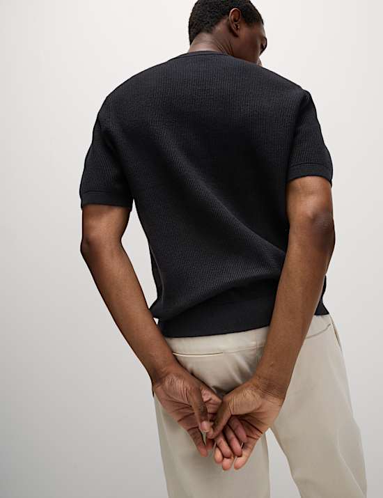 Cotton Rich Textured Knitted T-Shirt