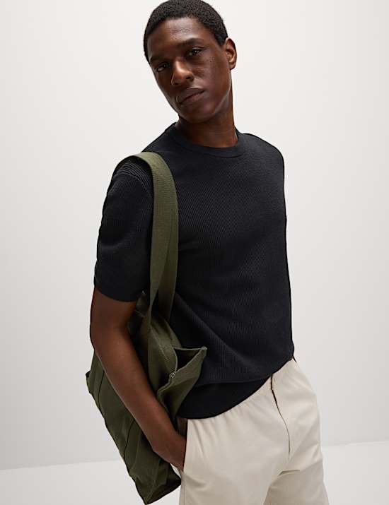 Cotton Rich Textured Knitted T-Shirt