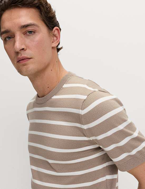 Katoenrijk, gebreid T-shirt met strepen