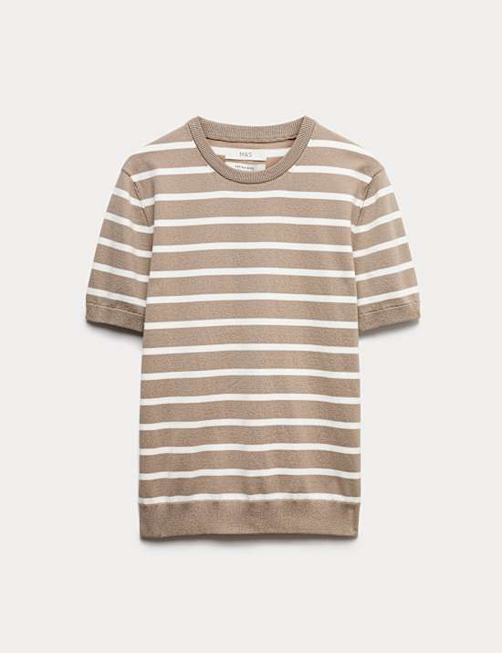 Katoenrijk, gebreid T-shirt met strepen