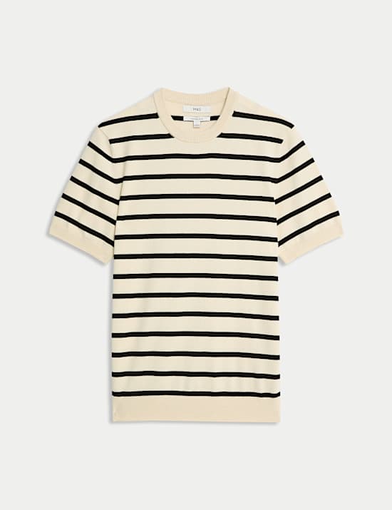 Cotton Rich Striped Knitted T-Shirt