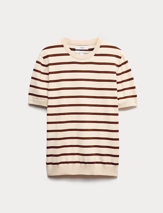 Cotton Rich Striped Knitted T-Shirt