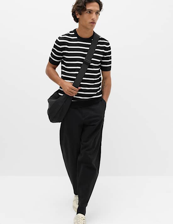 Kaus Rajut Motif Garis Bahan Katun