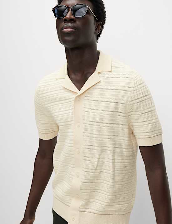 Chemise en maille de coton textur&eacute;