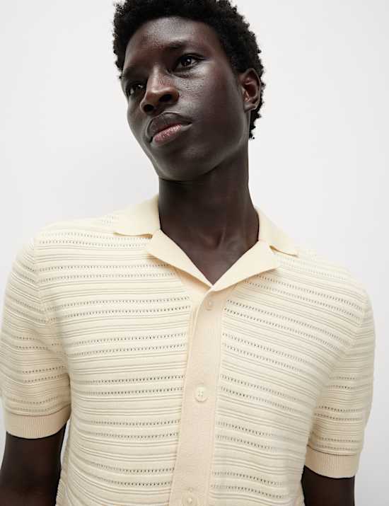 Chemise en maille de coton textur&eacute;