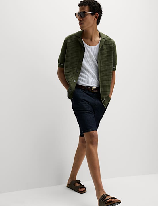 Βαμβακερή πλεκτή μπλούζα πόλο με ανάγλυφο σχέδιο