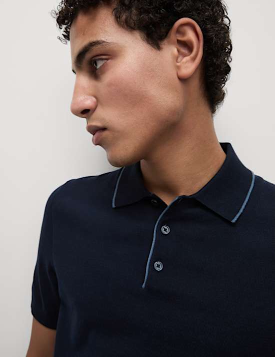 Katoenrijk, gebreid poloshirt