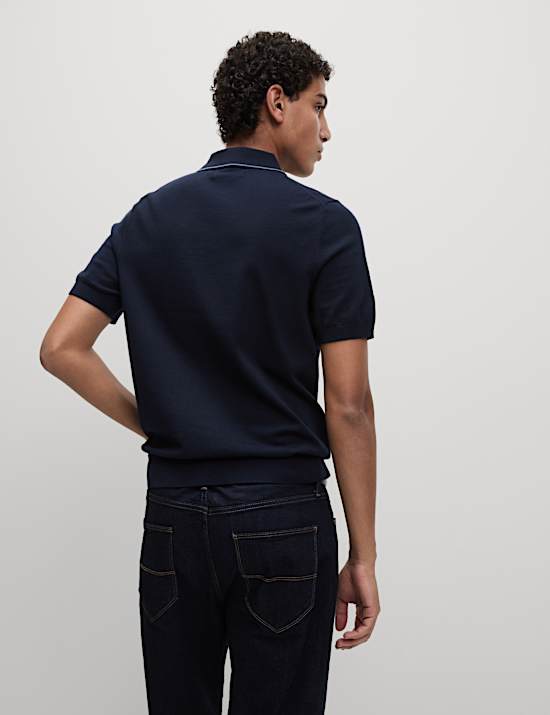 Katoenrijk, gebreid poloshirt