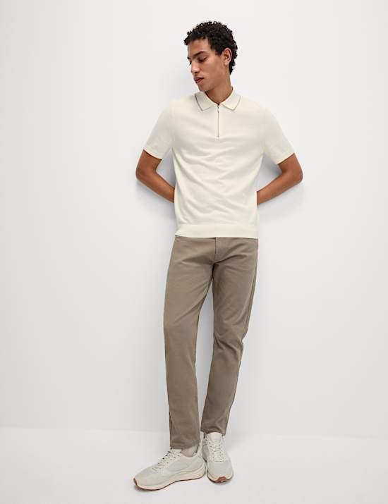 Cotton Rich Half Zip Knitted Polo Shirt