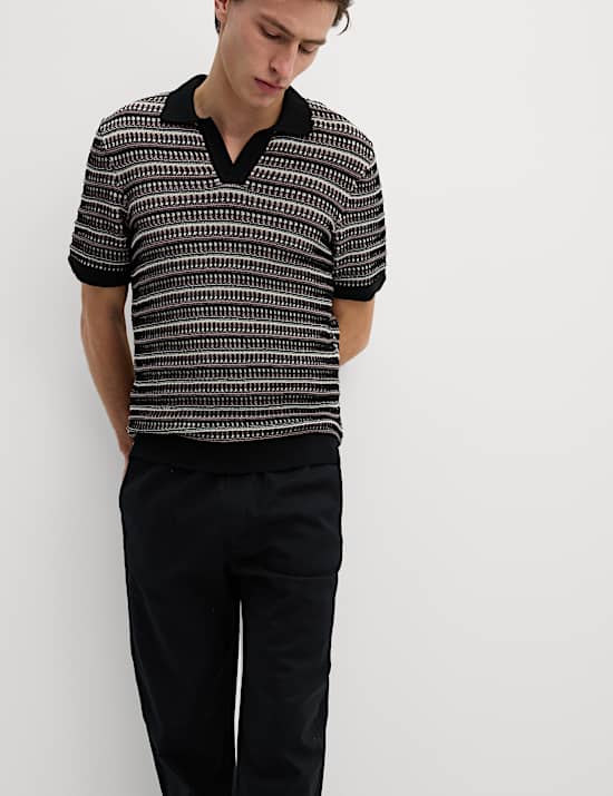 Cotton Blend Knitted Polo Shirt