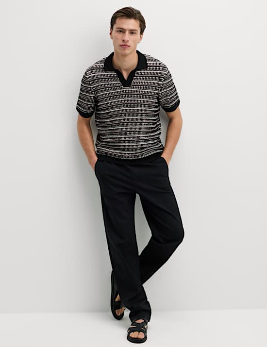 Cotton Blend Knitted Polo Shirt