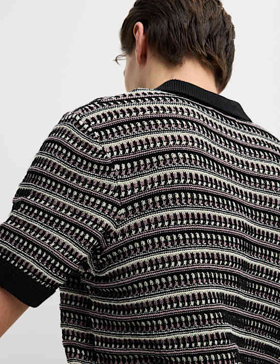 Cotton Blend Knitted Polo Shirt