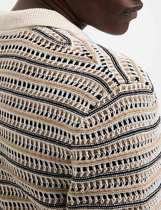 Cotton Blend Knitted Polo Shirt