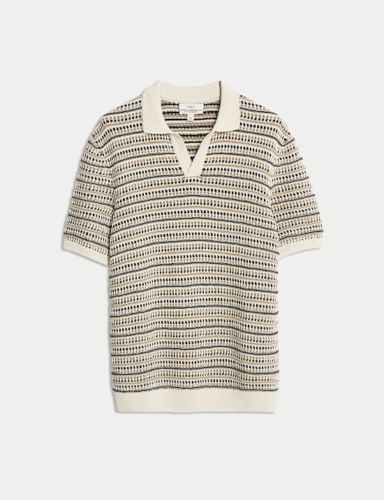 Cotton Blend Knitted Polo Shirt