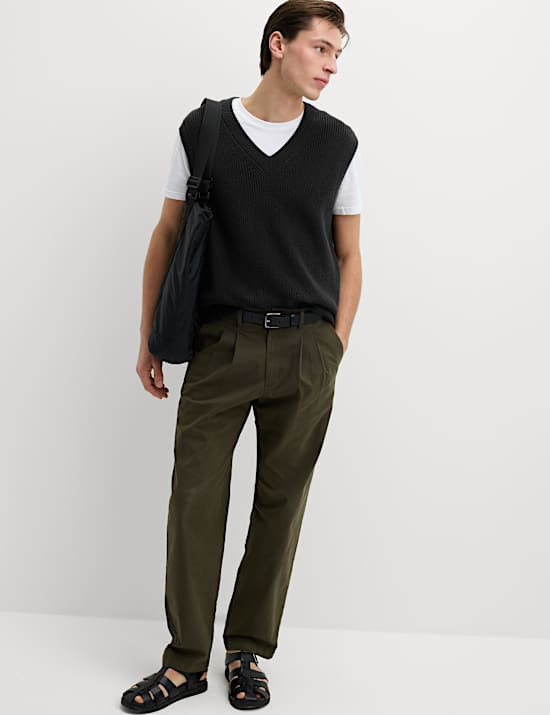 Pure Cotton Ribbed Knitted Vest