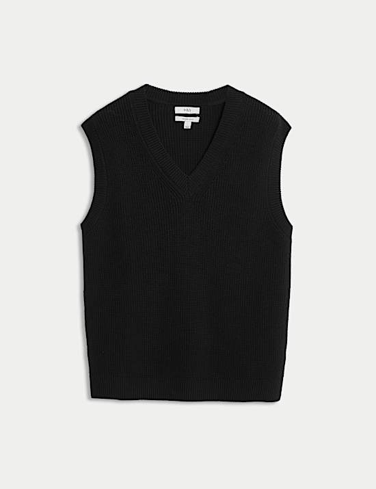 Pure Cotton Ribbed Knitted Vest
