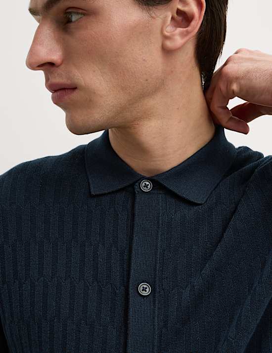 Cotton Rich Textured Knitted Polo Shirt