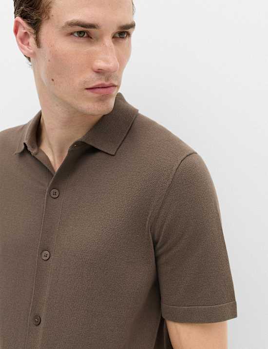 Mercerised Cotton Knitted Polo Shirt