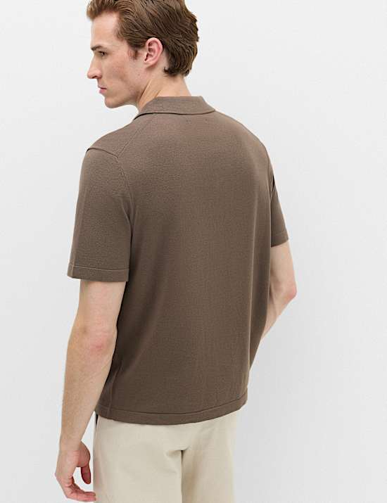 Mercerised Cotton Knitted Polo Shirt