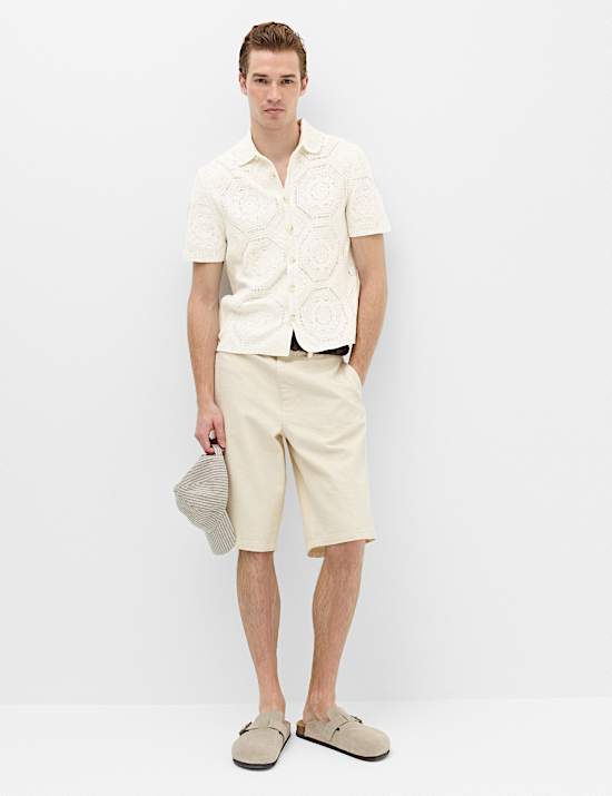 Cotton Rich Button Through Knitted Polo Shirt