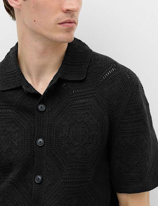 Kemeja Polo Rajutan Kancing Penuh Bahan Katun