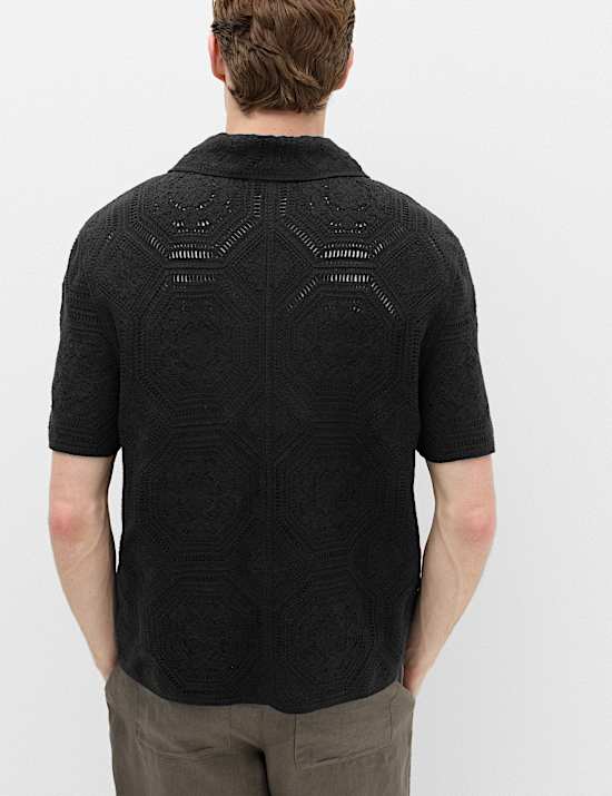 Kemeja Polo Rajutan Kancing Penuh Bahan Katun