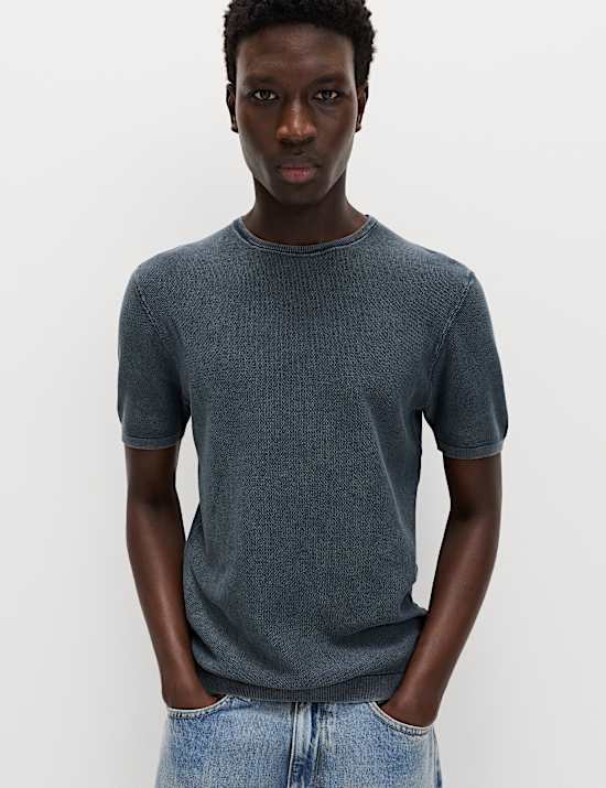 Pure Cotton Garment Dyed Knitted T-Shirt