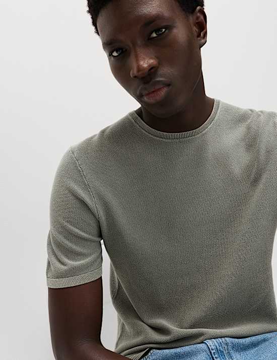 Pure Cotton Garment Dyed Knitted T-Shirt