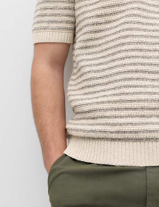 Cotton Rich Textured Knitted Polo Shirt