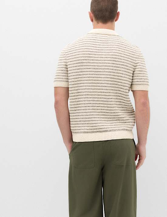 Cotton Rich Textured Knitted Polo Shirt