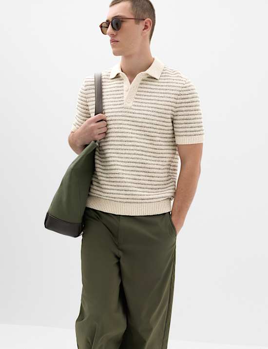 Cotton Rich Textured Knitted Polo Shirt