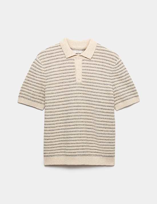 Cotton Rich Textured Knitted Polo Shirt