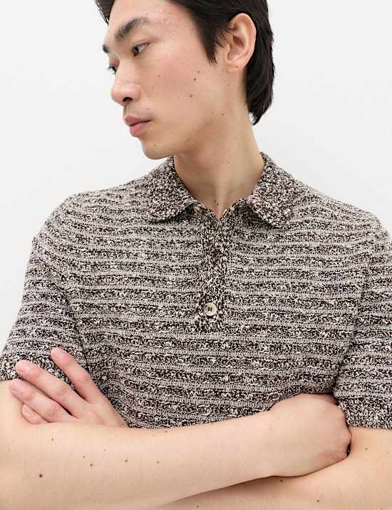 Cotton Rich Textured Knitted Polo Shirt