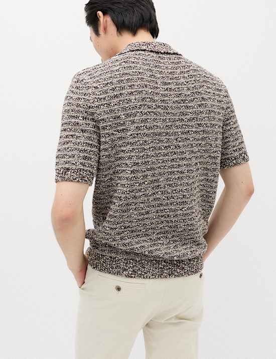 Cotton Rich Textured Knitted Polo Shirt