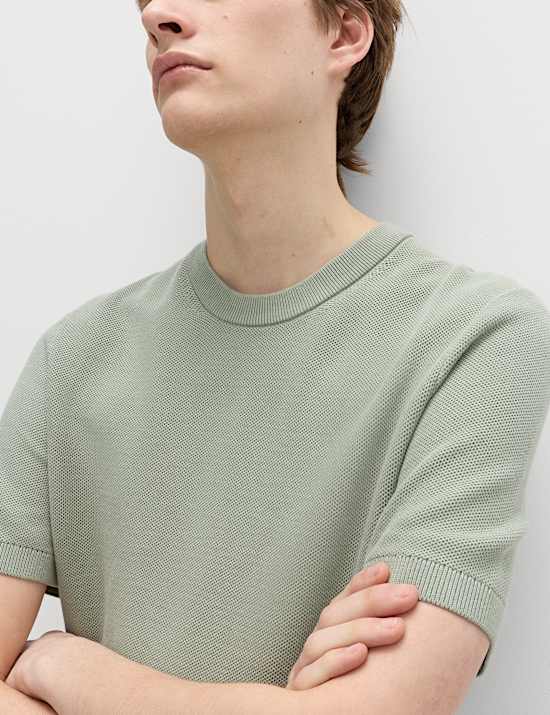 Cotton Rich Textured Knitted T-Shirt