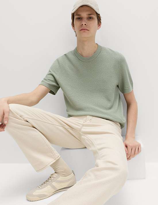 Cotton Rich Textured Knitted T-Shirt