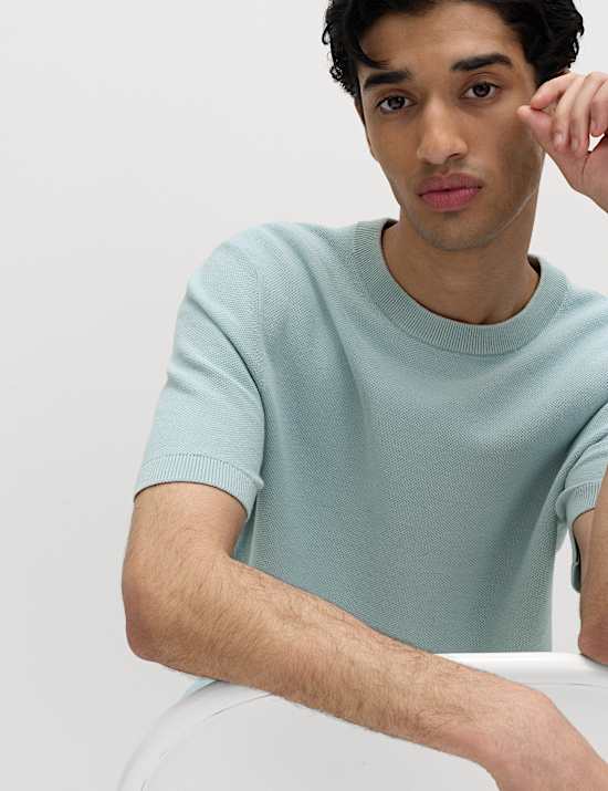 Cotton Rich Textured Knitted T-Shirt