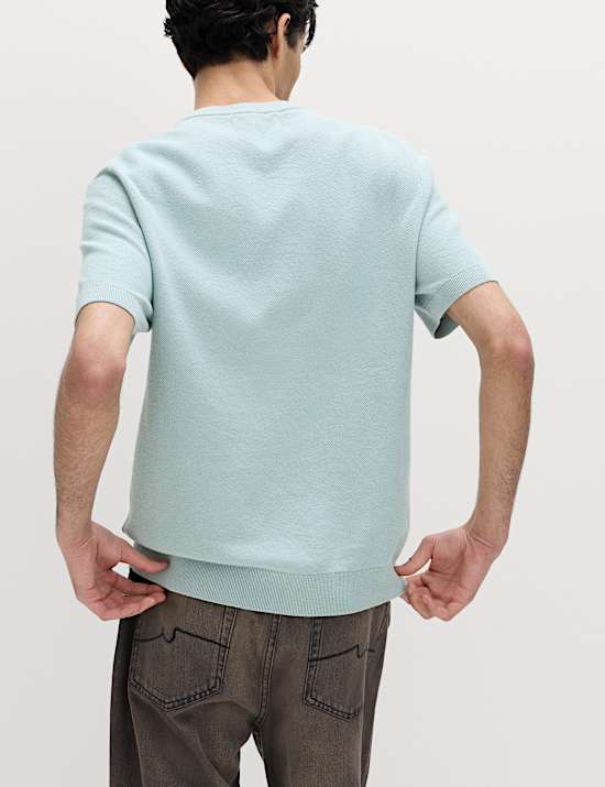 Cotton Rich Textured Knitted T-Shirt