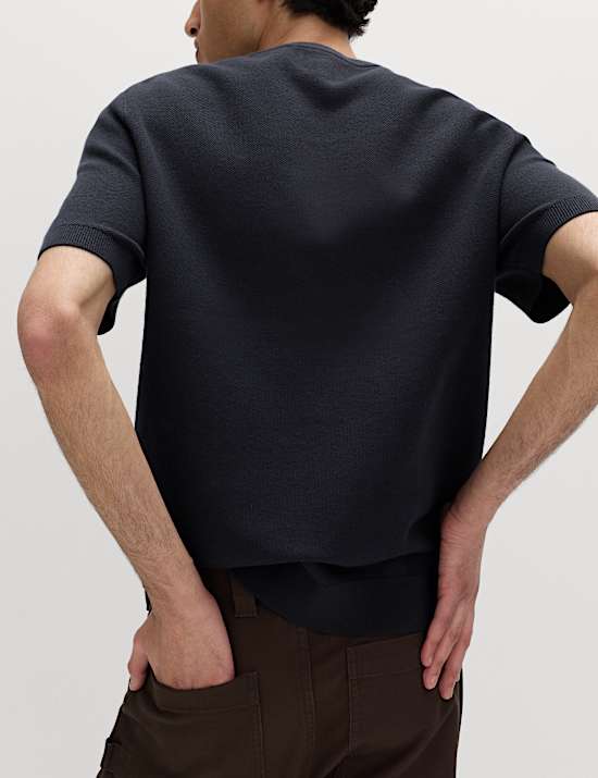 Camiseta de algod&oacute;n de punto texturizada