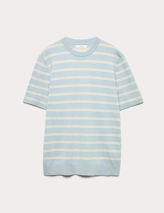 Cotton Rich Striped Knitted T-Shirt
