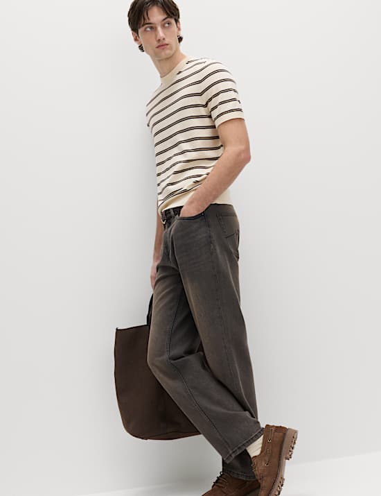 Cotton Rich Striped Knitted T-Shirt