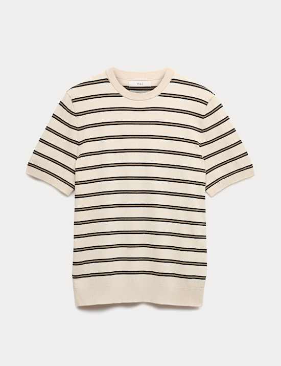 Cotton Rich Striped Knitted T-Shirt