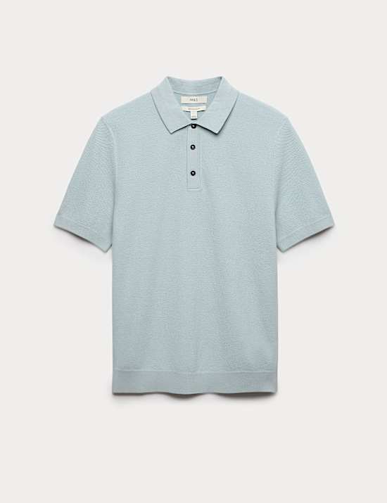 Cotton Rich Textured Knitted Polo Shirt